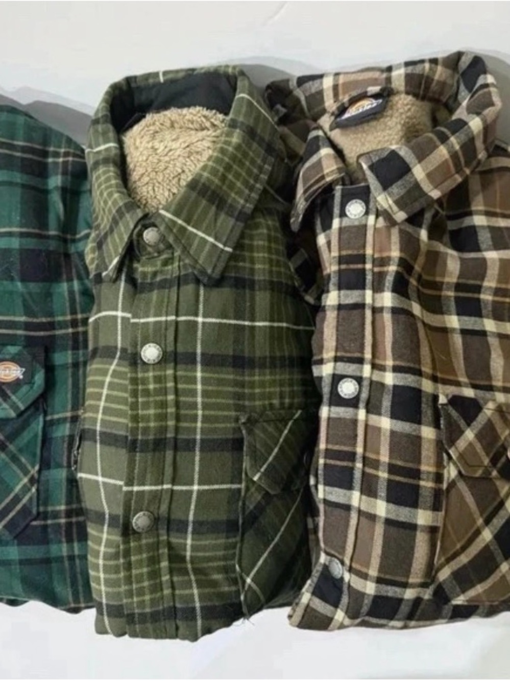 3 Qty Dickies Sherpa Lined Flannel Shirt Jackets (XL)